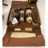 A gentleman's hair and facial grooming set in brown leather case (saleroom location: K03)