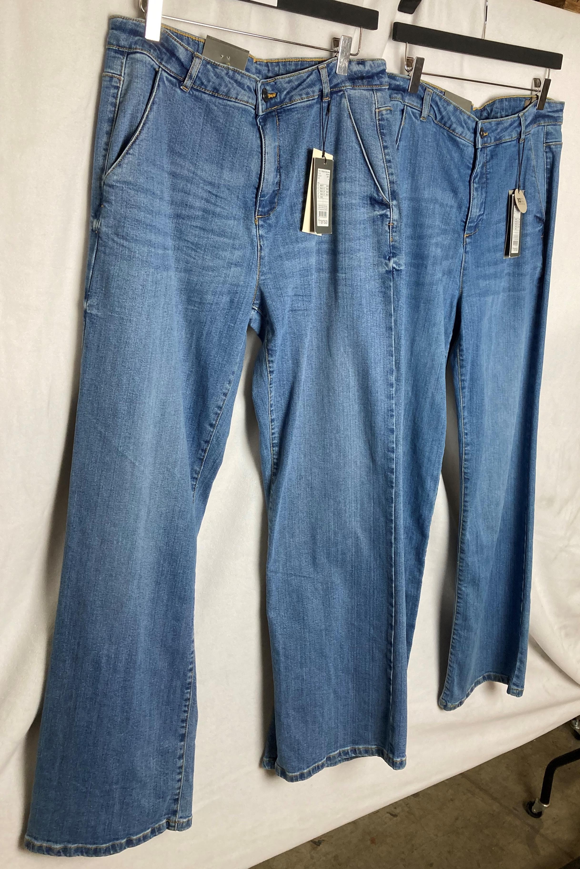 2 x pairs of FRANSA ladies Tokyo jeans in blue both size 42 - RRP: £59.