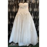 Izmir Bridal floral ball gown with built in hoops, ivory, size UK 10.