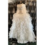 Kiss The Frog style 1241 glitter ruffle ball gown with built in hoops, ivory, size UK 14.