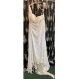 One shoulder gown, off white, size UK 18.