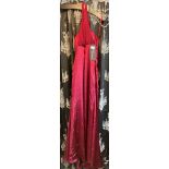 Burgundy evening gown, size UK 8.