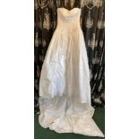 Lace Bridal Collection full taffeta ball gown with cathedral train and Swarovski beading, white,