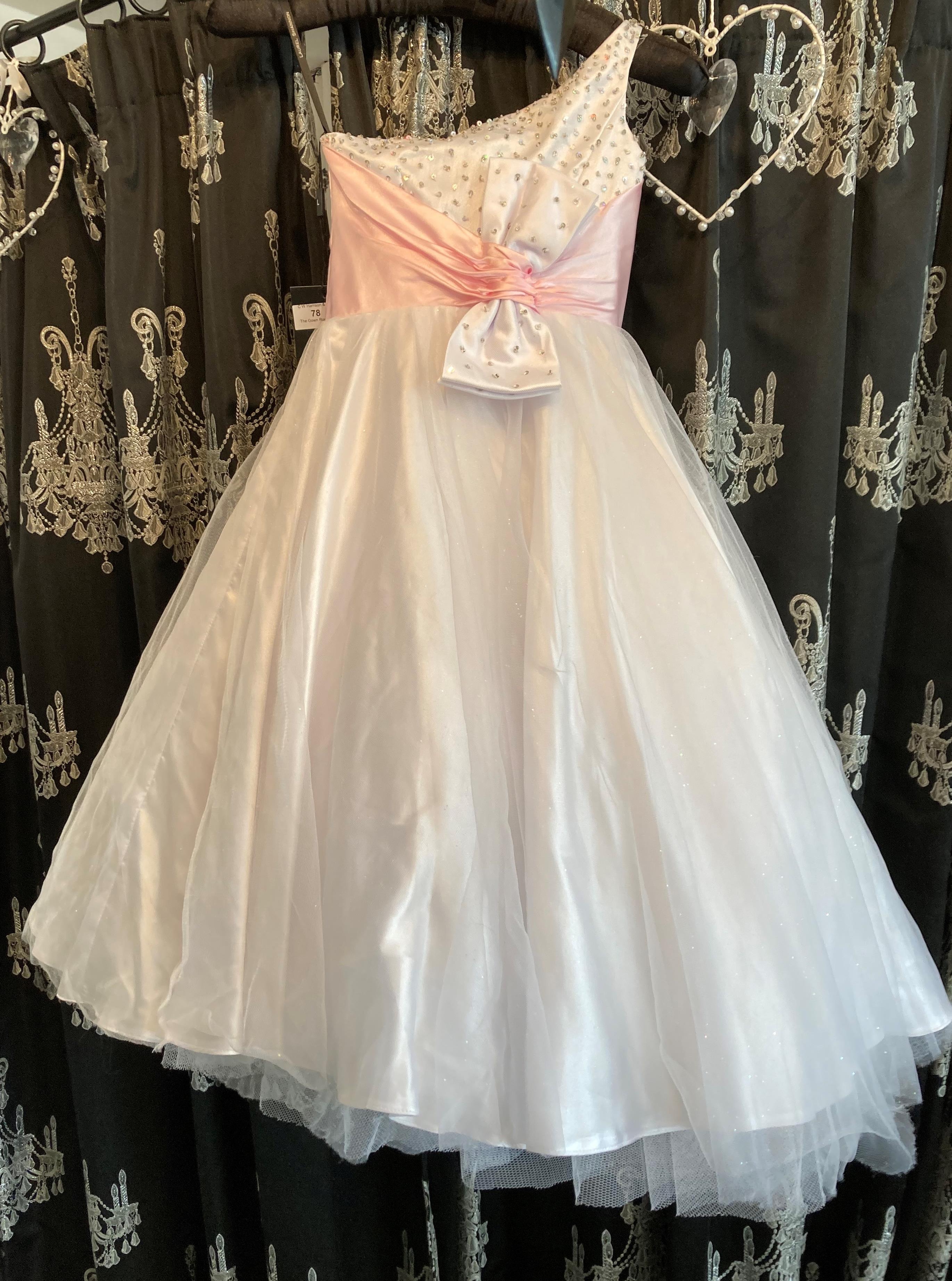 Children's white/pink pageant gown, age 4-6.