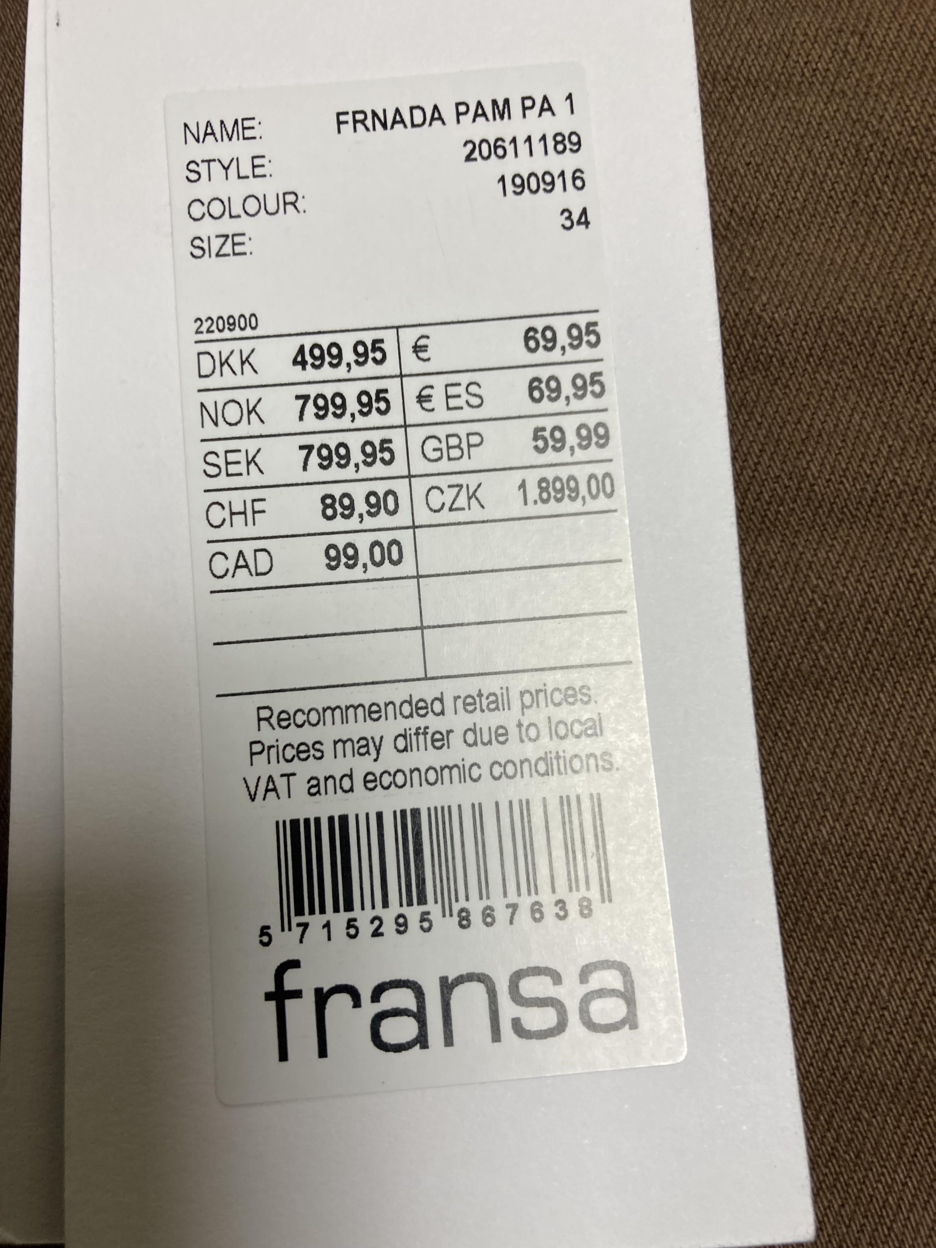 2 x Pairs of FRANSA pam ladies slim fit jeans in brown - sizes 34 mad 38 - RRP: £59. - Image 2 of 2