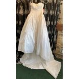 Lace Bridal Collection full taffeta ball gown with cathedral train and Swarovski beading, white,