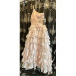 Blush pink ruffle A-line dress, size UK 10.