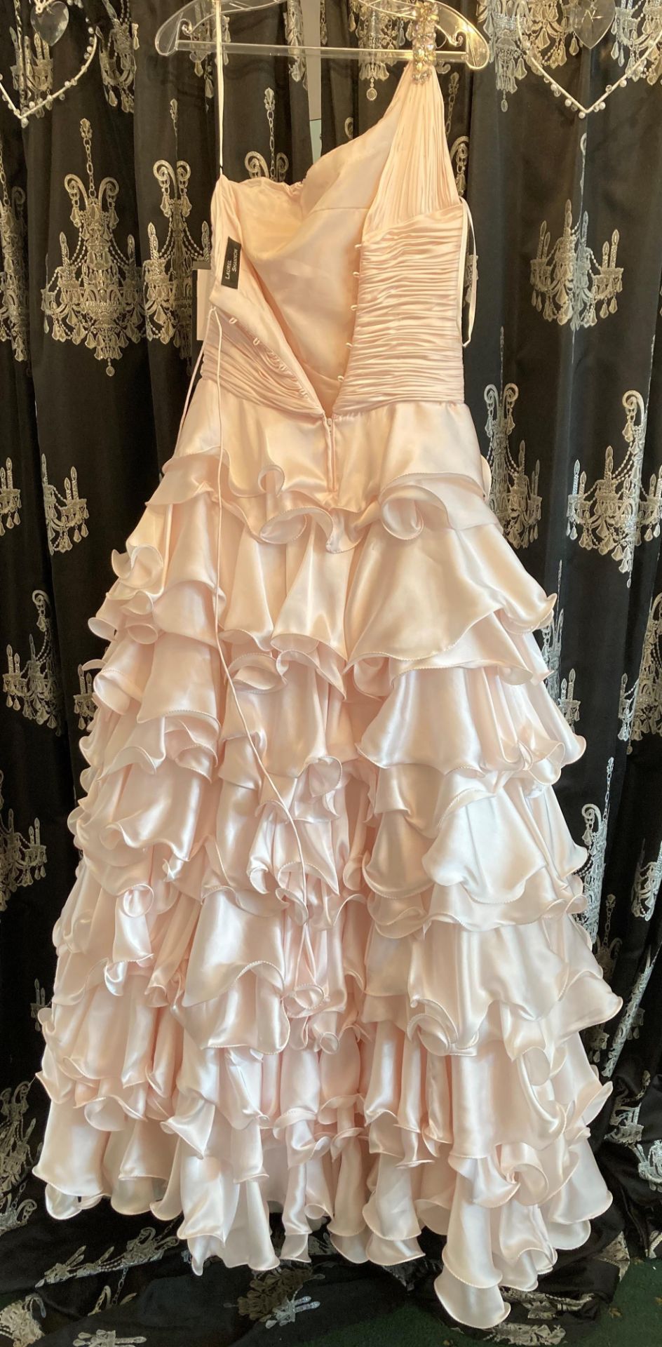 Blush pink ruffle A-line dress, size UK 10. - Image 3 of 3