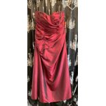 Burgundy evening gown, size UK 22.