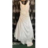 A-line gown with cowl neck, light ivory, size UK 10.