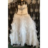 Izmir Bridal ruffle ball gown built in hoops, ivory, size UK 14.