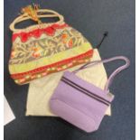 'The Sak' woven purple handbag and boho-style embroidered beach bag with internal zipped pocket (2)