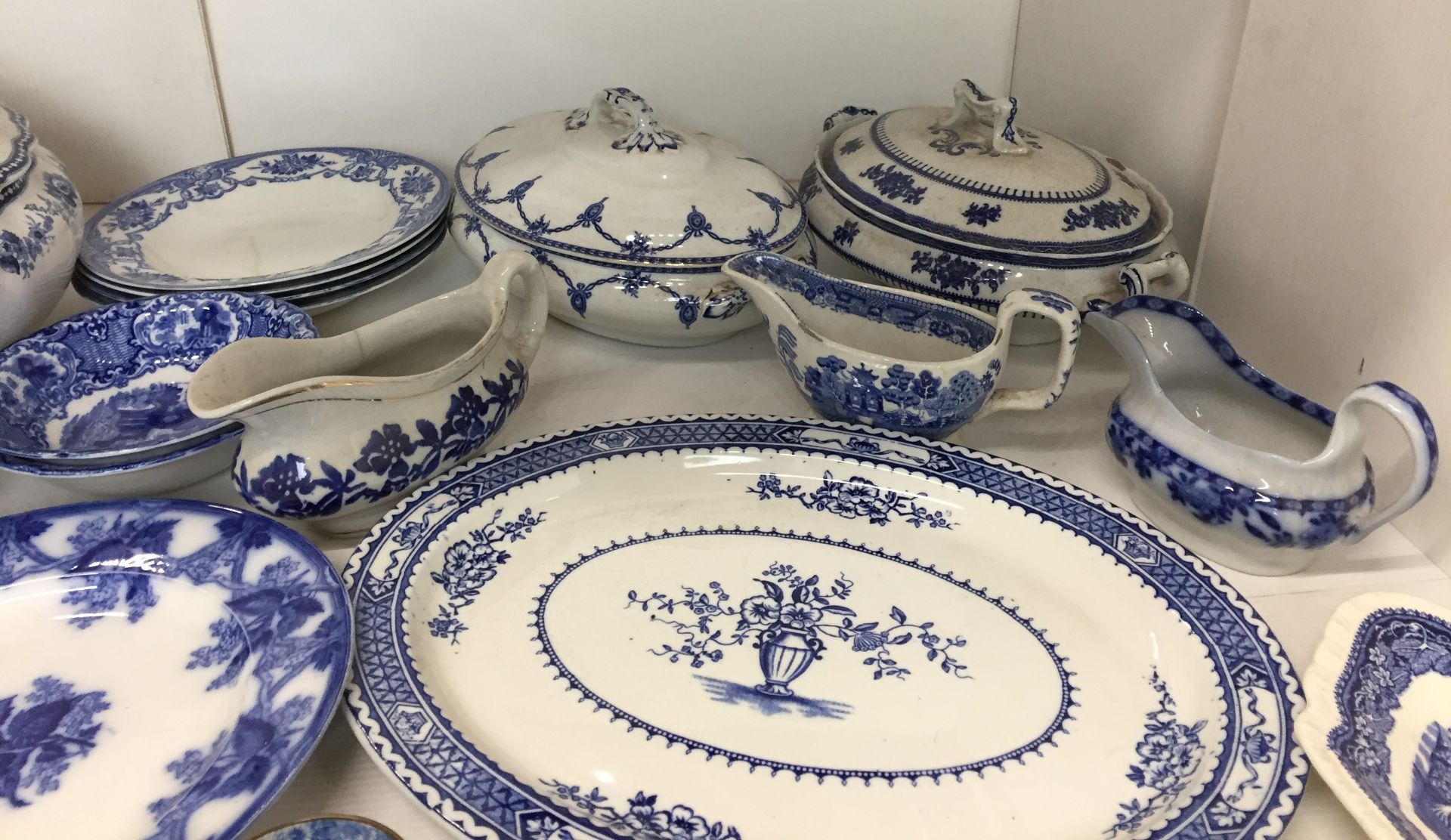 Forty pieces of blue and white ware including Wedgwood Pearl plate 25cm diameter, - Image 4 of 6