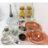 Nineteen items of glassware including inkwell, small decanter,