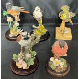 Five Country Artists birds including Sparrow, Long Tail Tit,