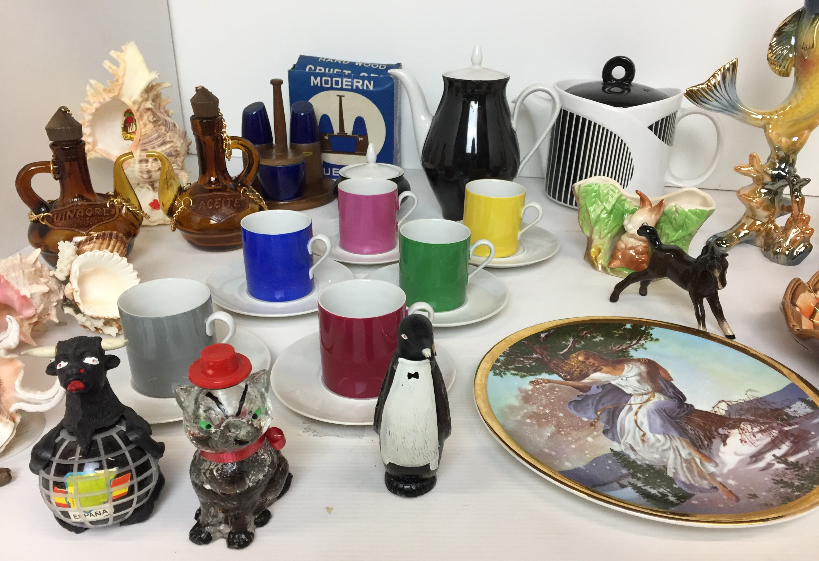 Sixteen items including eight piece multi coloured coffee set, Sadler black and white teapot, - Image 3 of 4