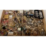 Contents to two trays including costume jewellery,