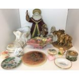 Fourteen items including Santa Claus with musical instruments 37cm high,