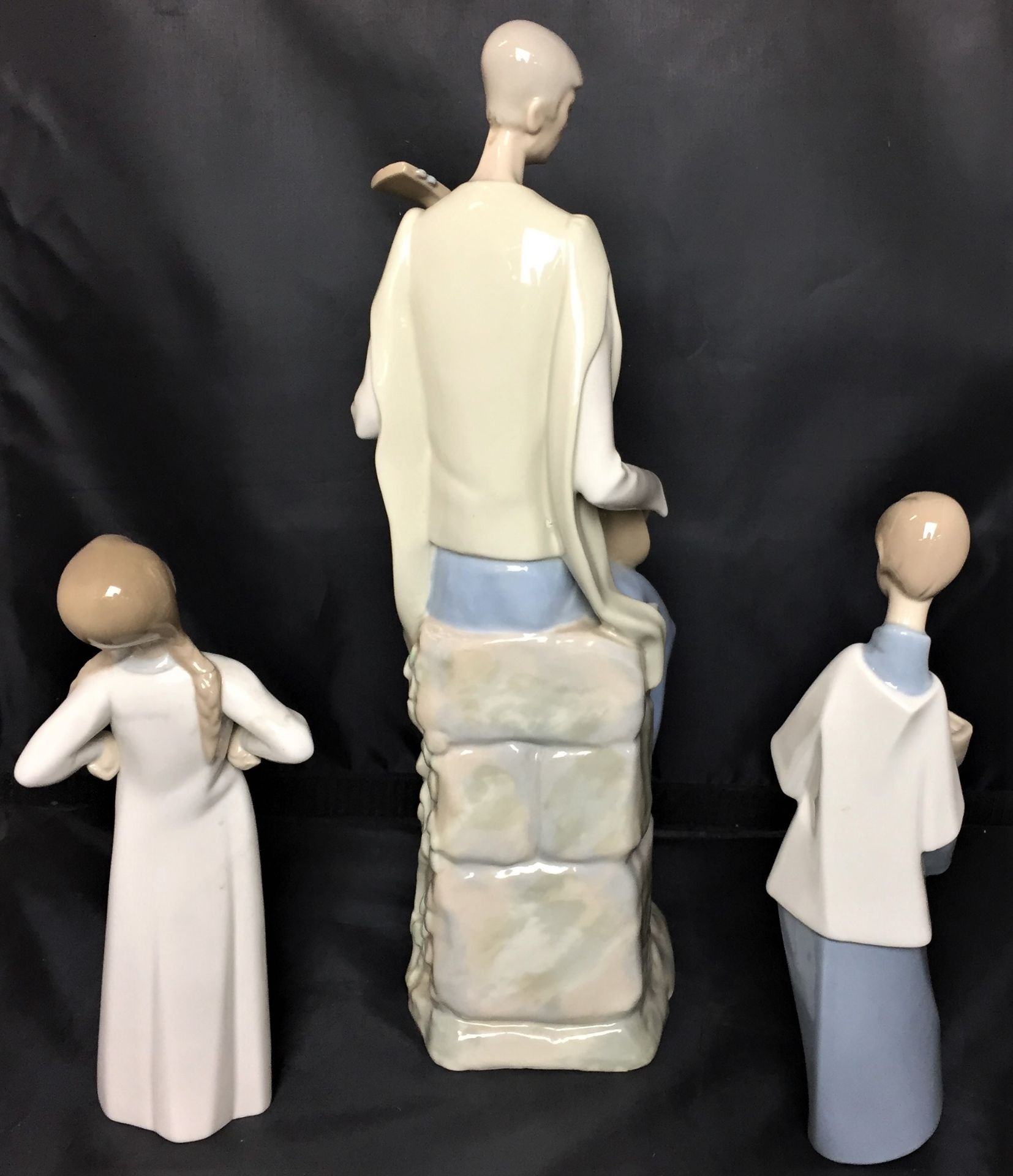 Three figures - Lladro girl in white gown 21cm high, - Image 2 of 2