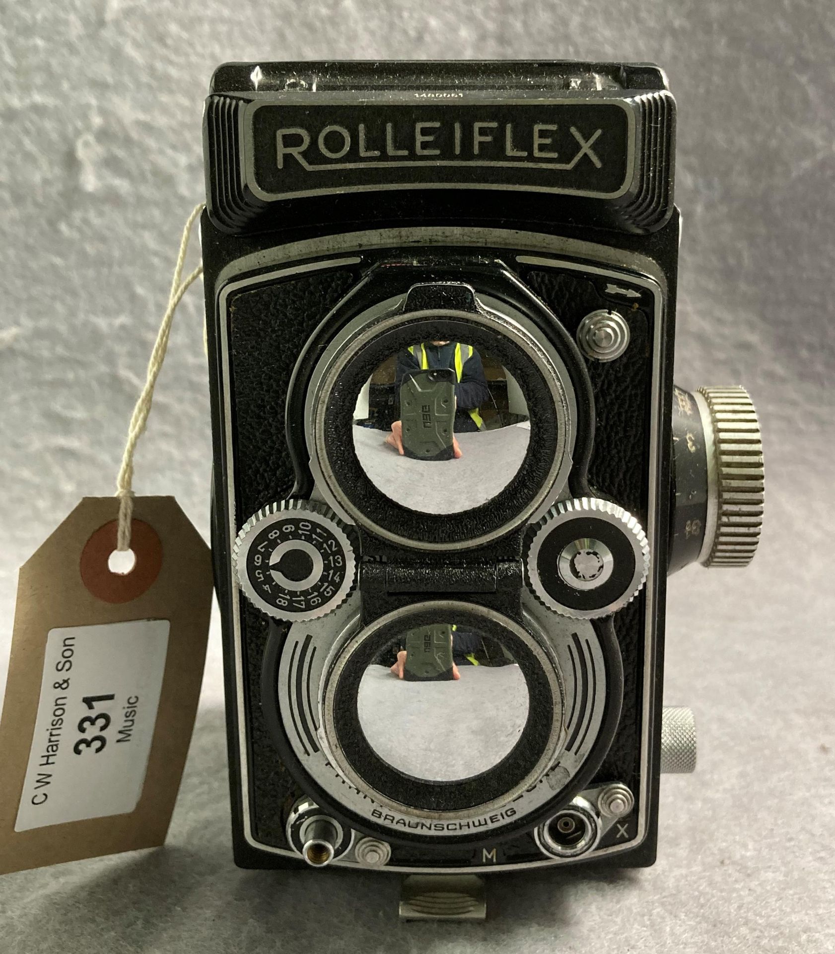 A Franke and Heidecke Rolleiflex DBP DBGM Syncro-Compur camera with Xenar 1:35/75 and Heidosmat 1:2.