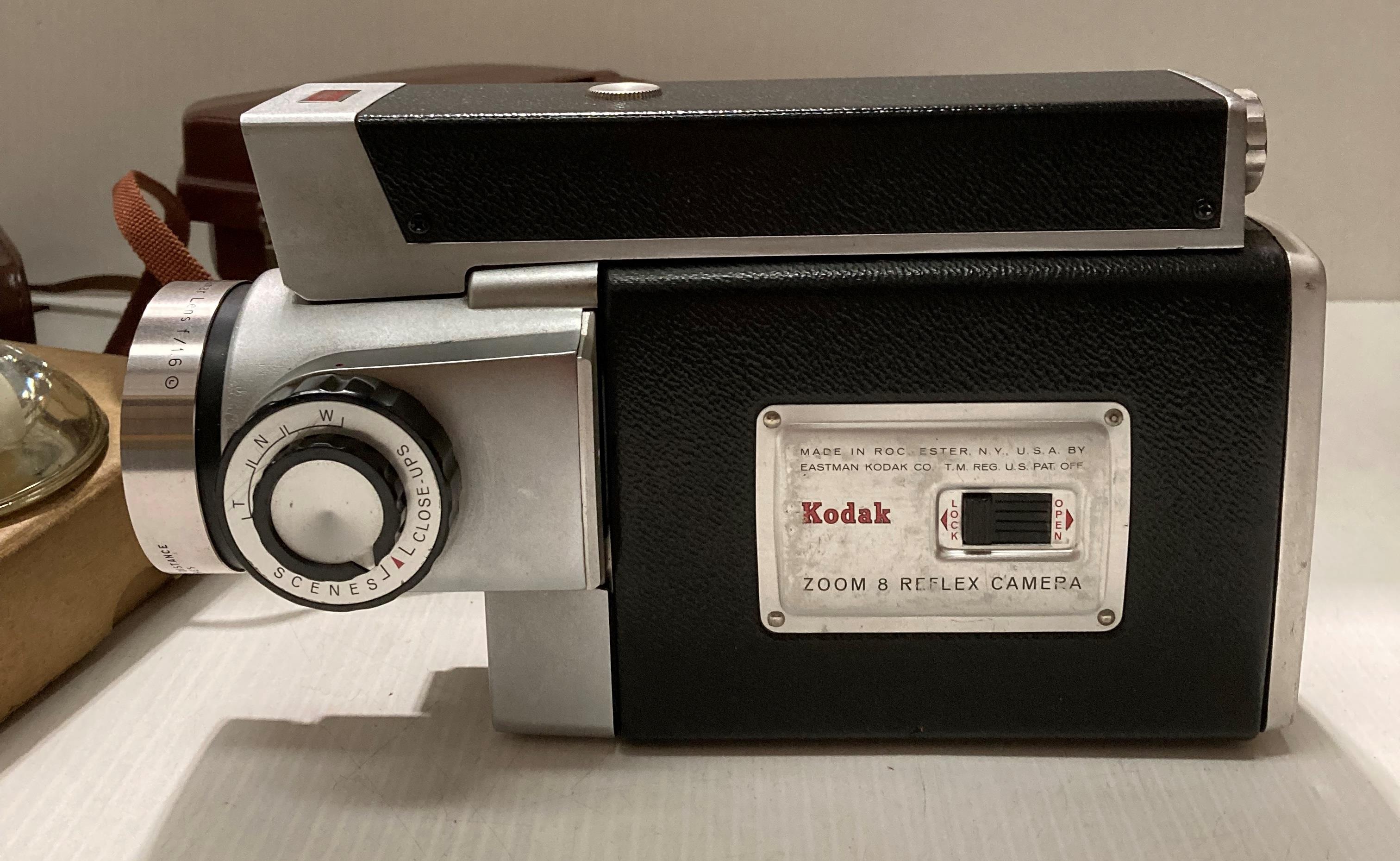 A Kodak Spool camera model 300m reflex F 1.6 in case, a 'Bolco' condenser lens and a Zorki 6 F 3. - Image 2 of 10