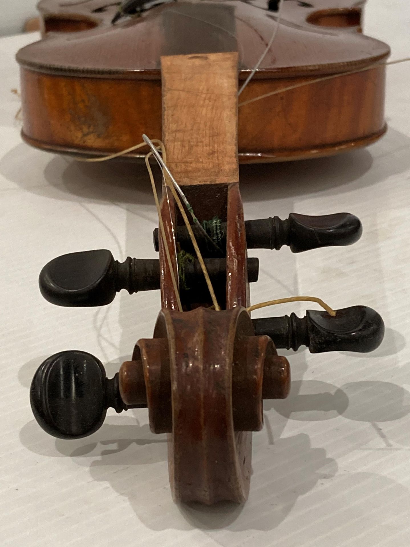 Carlo Storioni Cremonensis Faciebat 1893 violin with bow in a black case lined with green fabric - Image 13 of 14