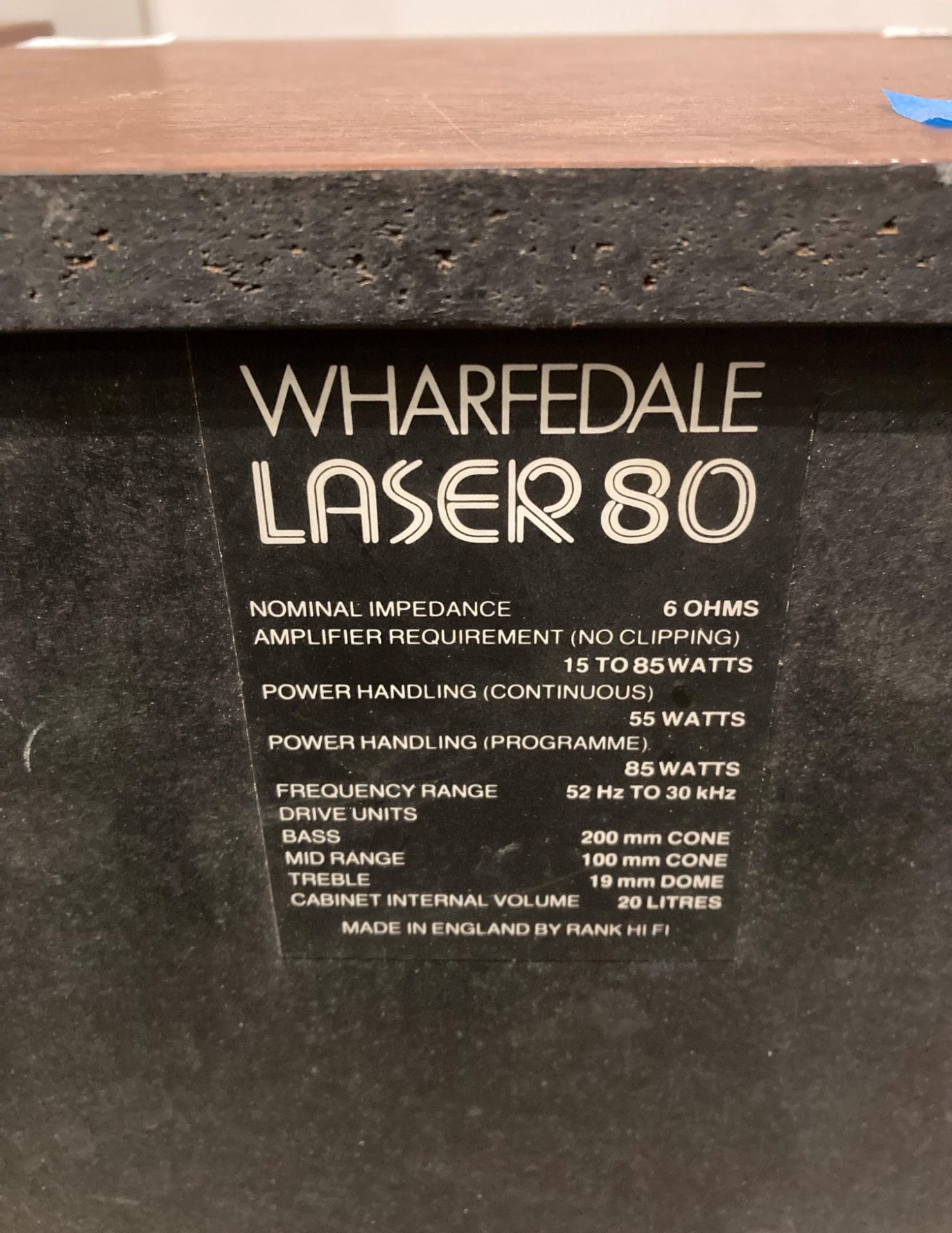 Pair of Wharfdale Laser 80 speakers 1970s/1980s - 47cm high (Saleroom location: S3 T3) - Image 3 of 3