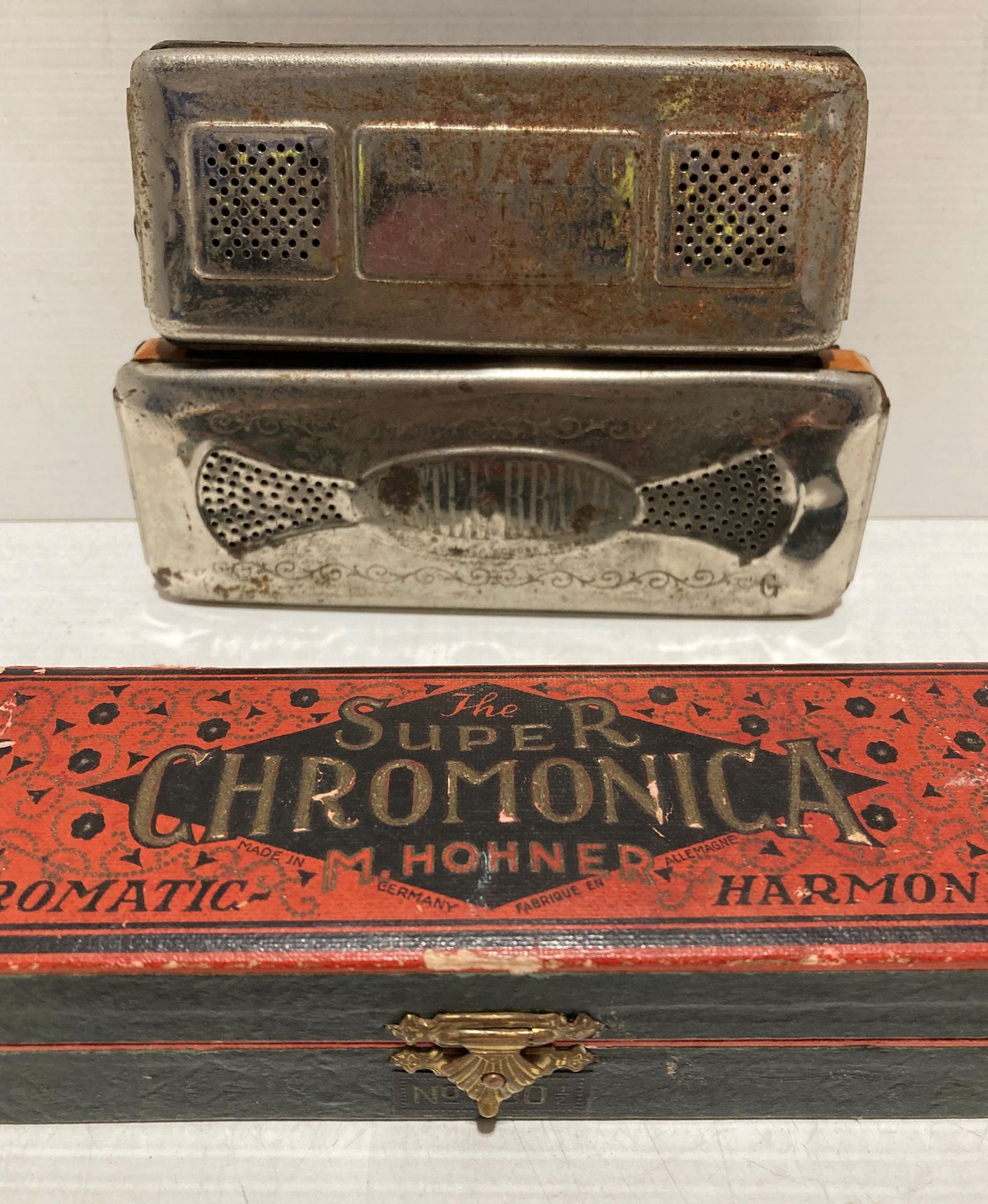 Contents to small tray - a Hohner The Super Chromonica Harmonica in box and two other German - Image 3 of 3