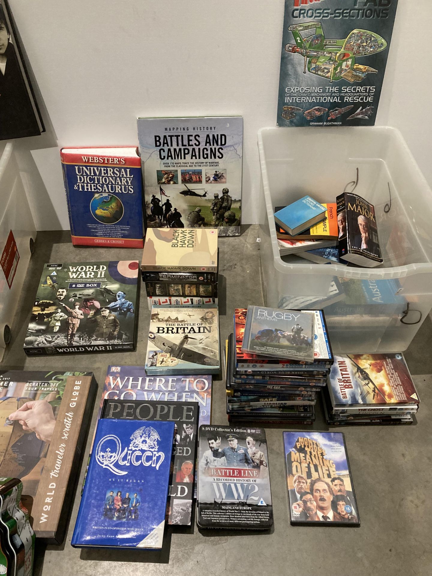 Contents to 3 boxes - quantity of books and games, war books, trivia books etc, Trivial Pursuit, - Image 3 of 3