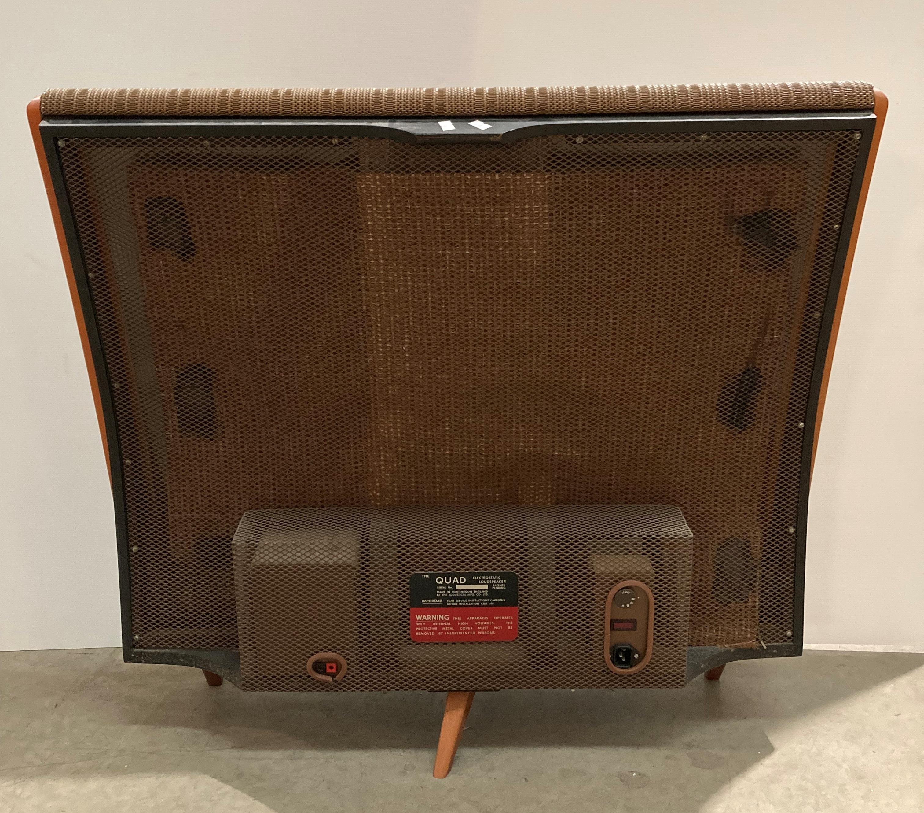 A pair of vintage 'Quad' ESL57 serial no: 47786 standing speakers in teak and brown (no leads) - Image 6 of 16