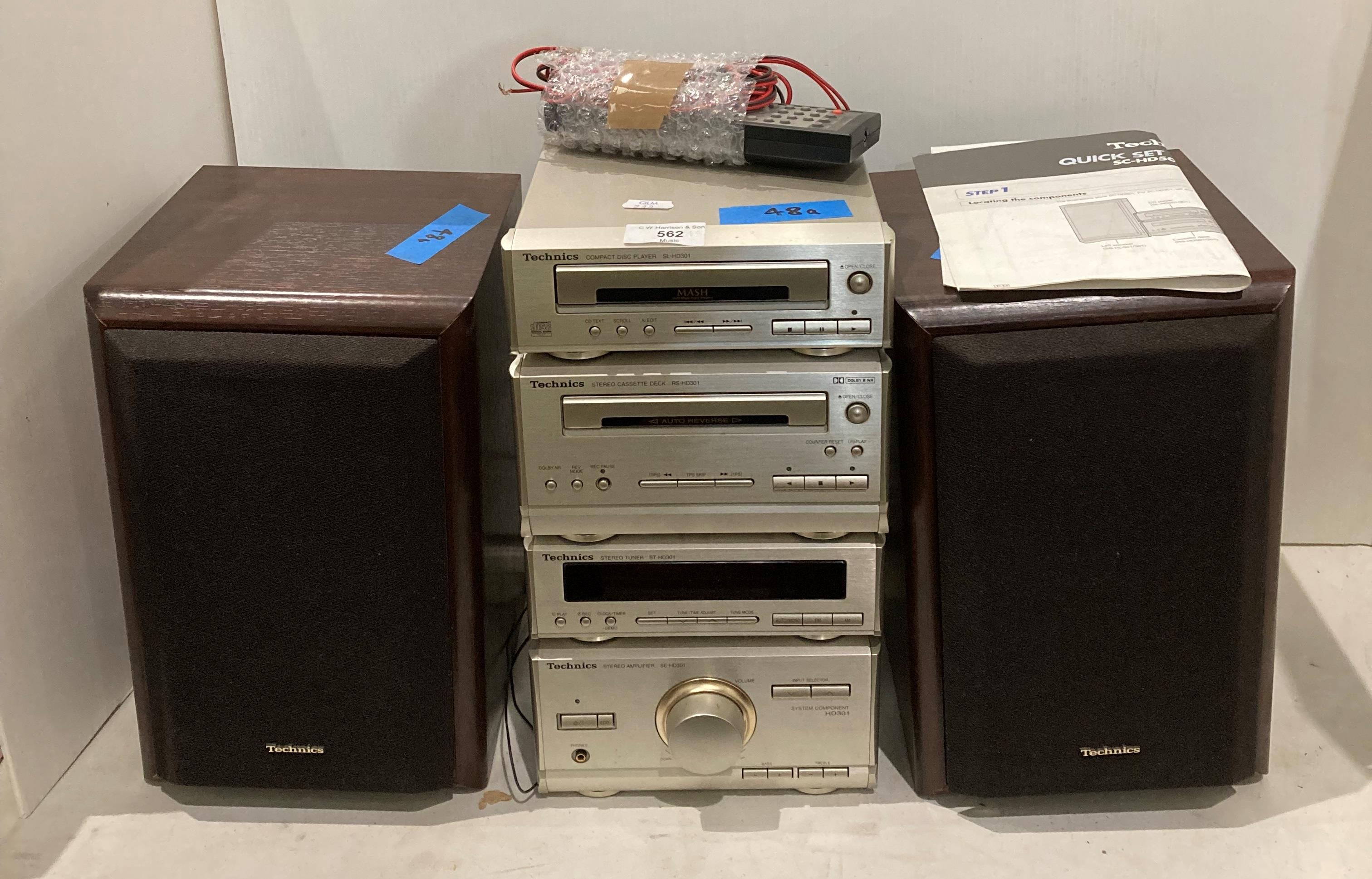 Technics HD301 music Hi-Fi system including SL-H0301 compact disc player,