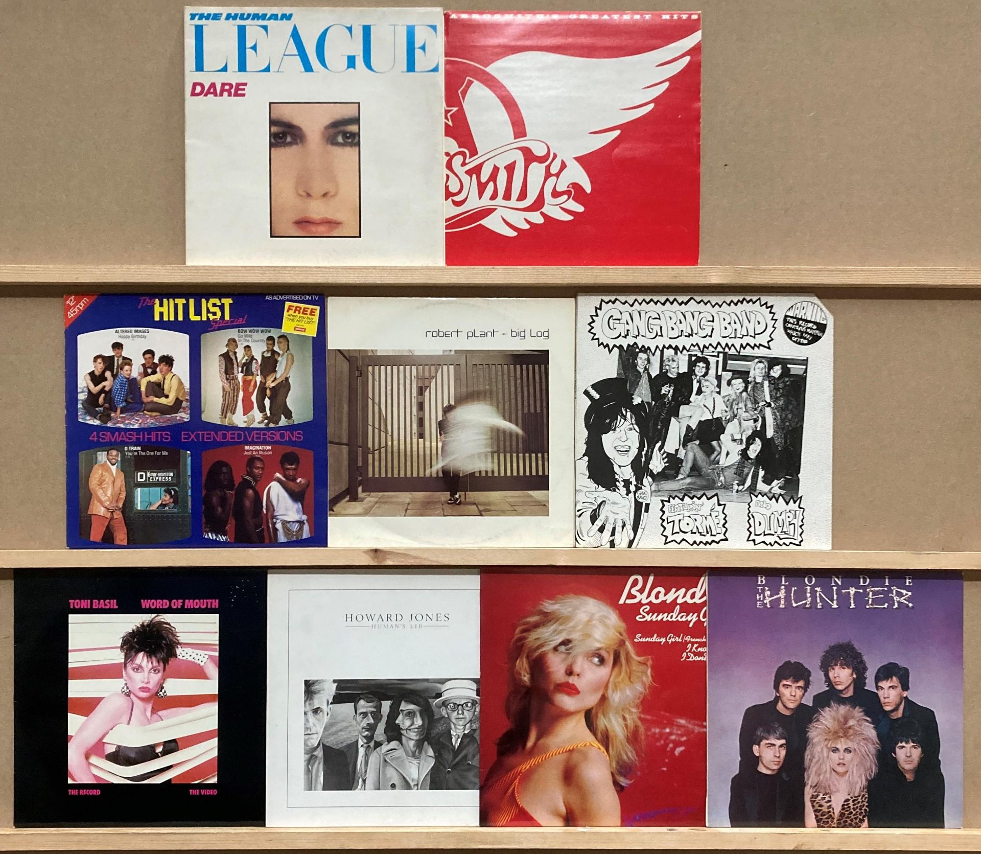 A mixed lot - Blondie LP 'The Hunter' and 12" single 'Sunday Girl', Aerosmith 'Greatest Hits' LP,