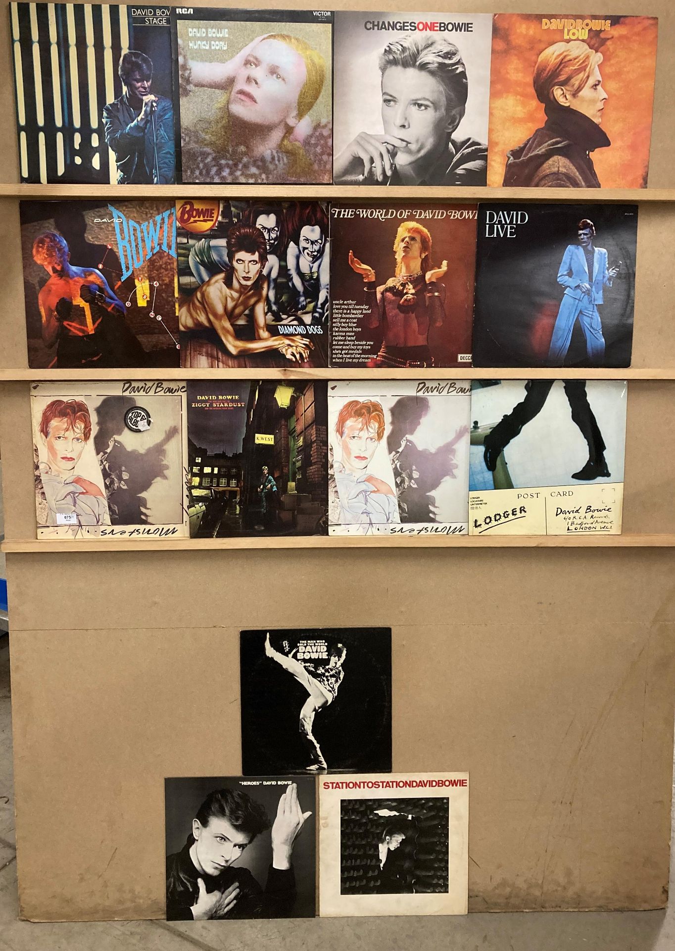 Fifteen David Bowie LPs "The Man Who Sold The World", "Station to Station", "Heroes", "Lodger",