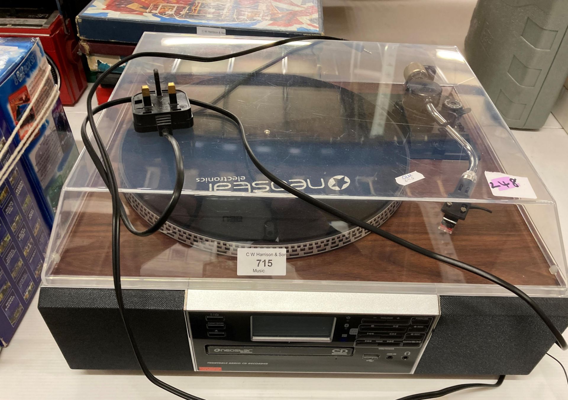A Neostar table top turntable/radio/CD recorded (Saleroom location: R05)