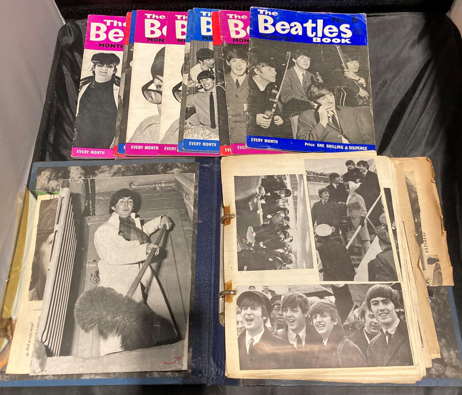 Contents to crate original 1960s Beatles Collection including 16 monthly Beatles books,