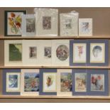 Eighteen mainly coloured book plates from the early 20th century - mainly children and fairies -