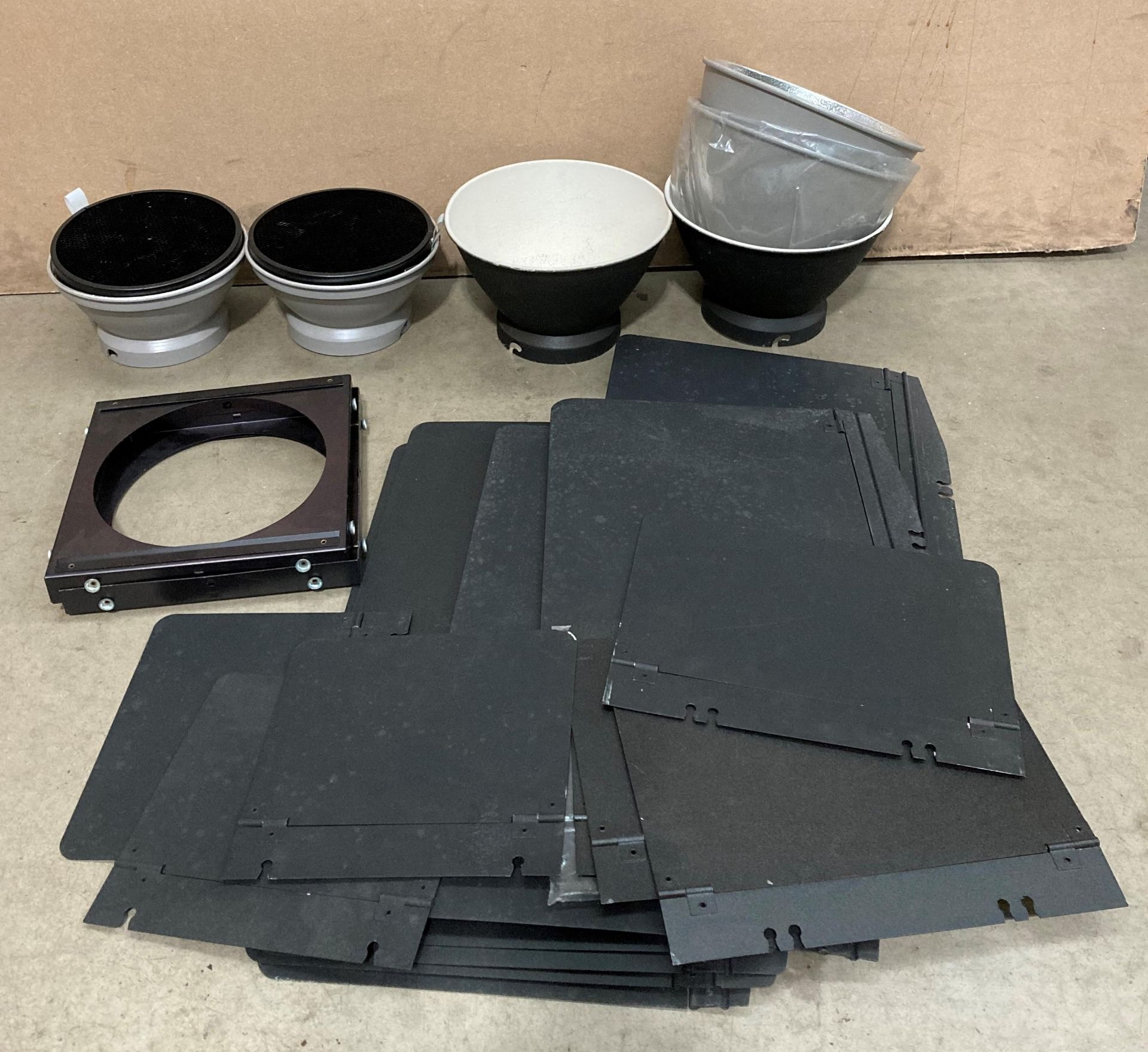 Contents to box - diffusers and reflectors for photography (Saleroom location: S2 QB 11)