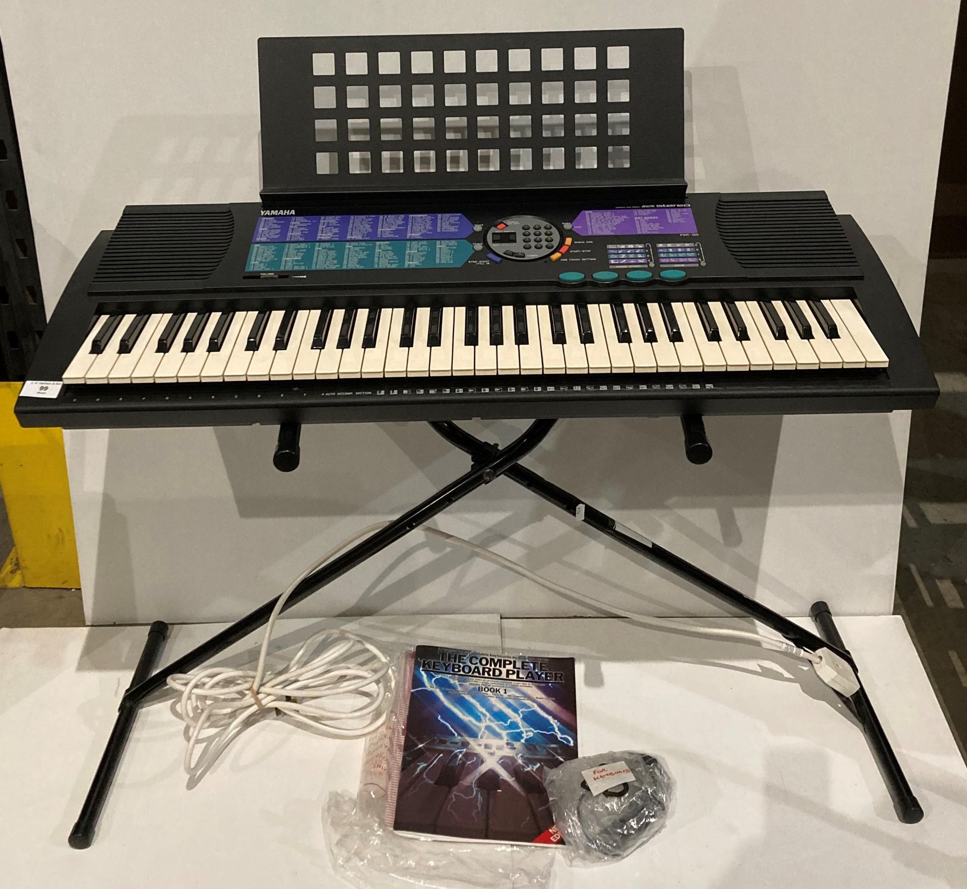 Yamaha Portatone electronic keyboard stand and power supply (Saleroom location: S3)