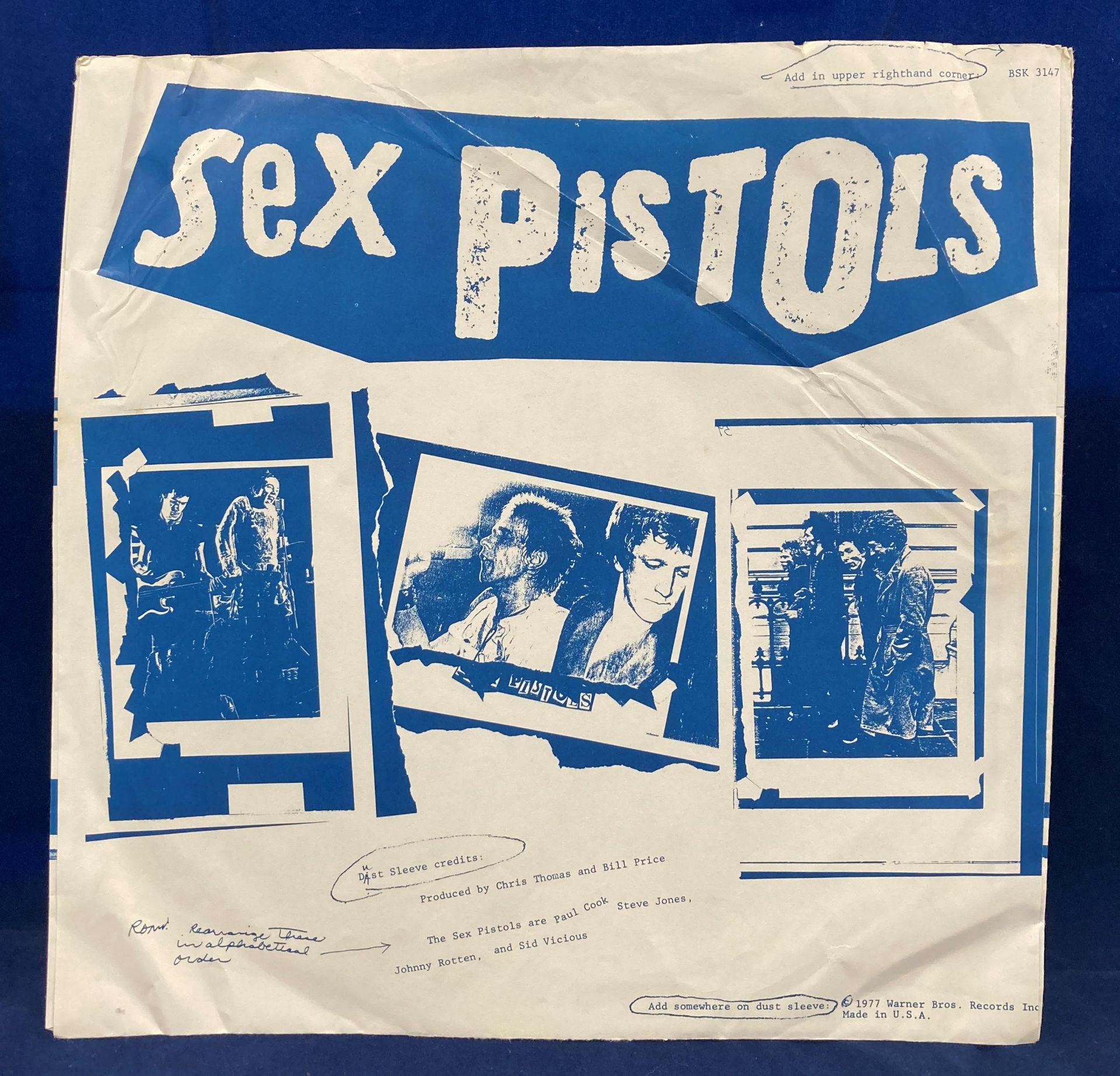 SEX PISTOLS: Never Mind The Bollocks Here's The Sex Pistols, LP, Warner Bros BSK3147, - Image 11 of 20