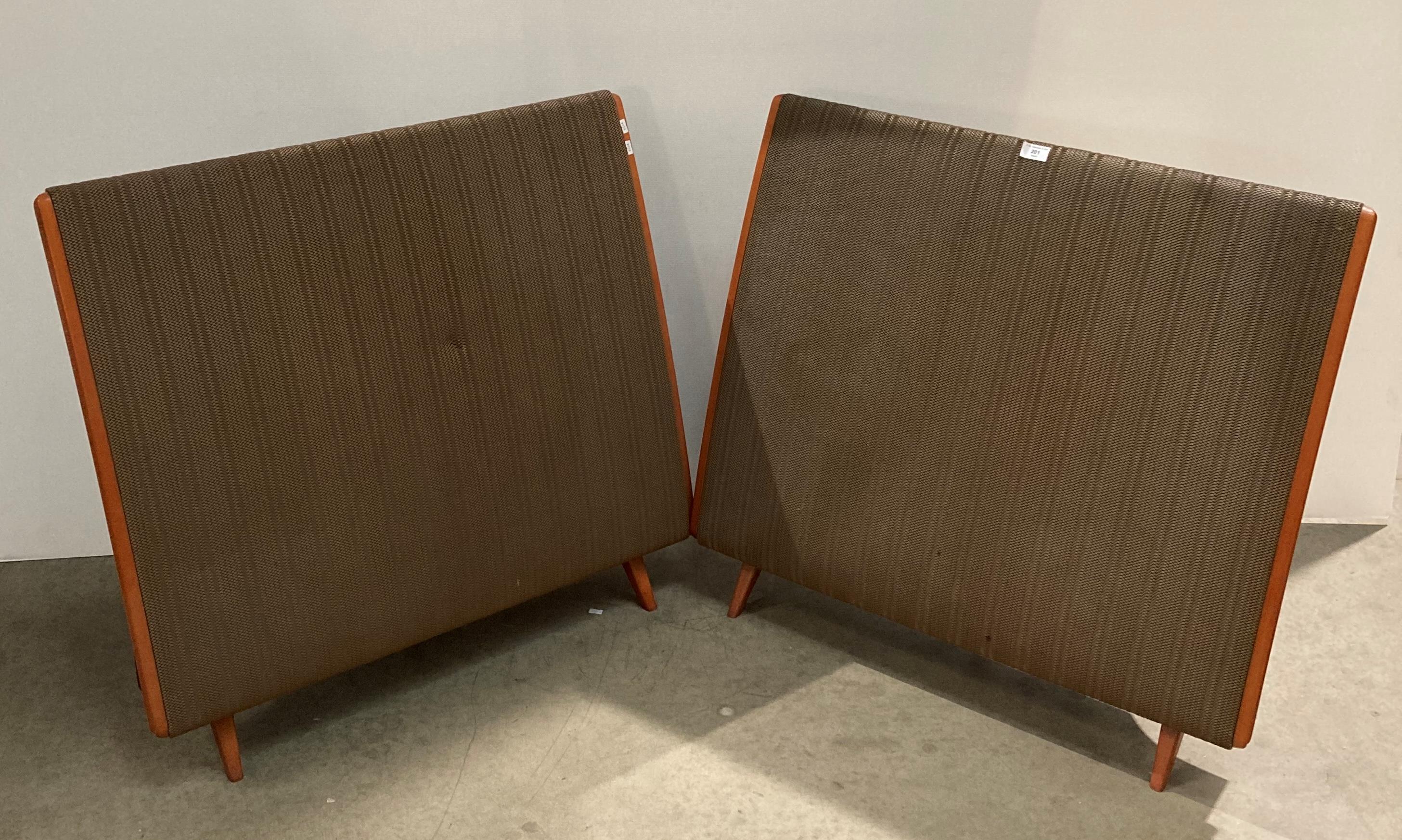 A pair of vintage 'Quad' ESL57 serial no: 47786 standing speakers in teak and brown (no leads)