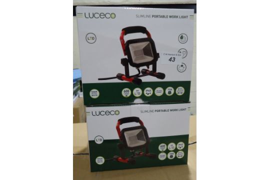 2 X LUCECO LED SLIMLINE PORTABLE WORKLIG