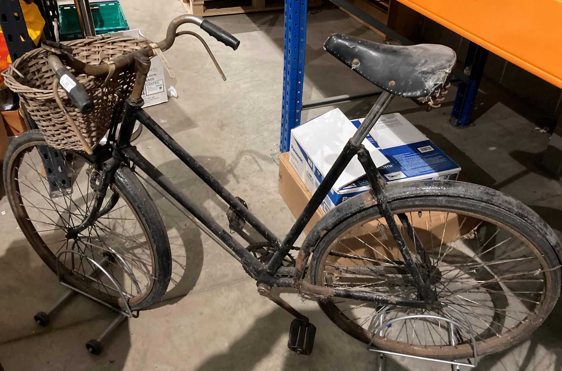 A vintage delivery bicycle in black - in distressed condition (saleroom location: S1QA06)