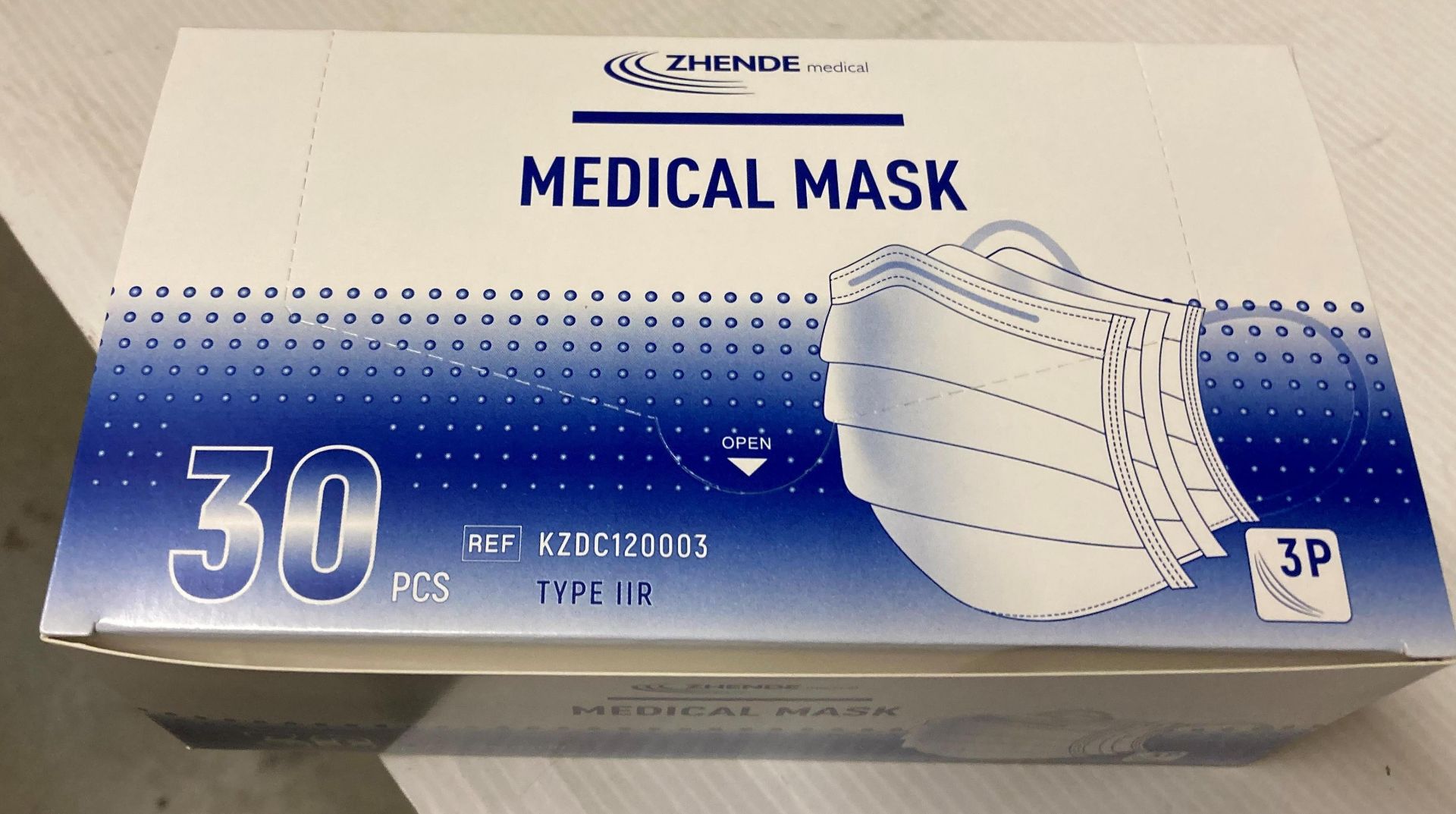 4 x outer boxes of Zhende medical face masks type 11R (1800 masks per outer box) (saleroom