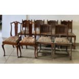 Six matching oak dining chairs and two walnut dining chairs (Saleroom location: MWFL)