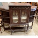 A dark mahogany over varnished early 20th century French style display cabinet - 120 x 110cm