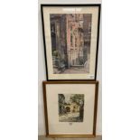E W Haslehurst, framed print 'Townhouse surrounded by railings',