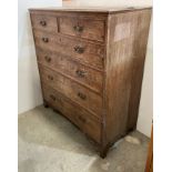 Mahogany six drawer chest of drawers (two short and four long),