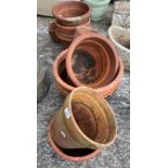 Ten various terracotta planters and plant pots (saleroom location: outside)