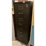 Vintage brown metal four drawer filing cabinet (Saleroom location: Kit)