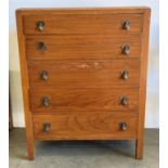 Oak chest of five drawers,
